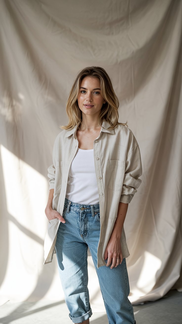 image of a woman in a pair relaxed pants paired with a simple top