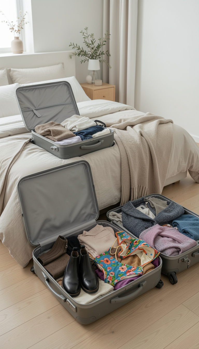 New York City and Bahamas cruise trip with travel outfits, luggage, and ocean vacation lifestyle