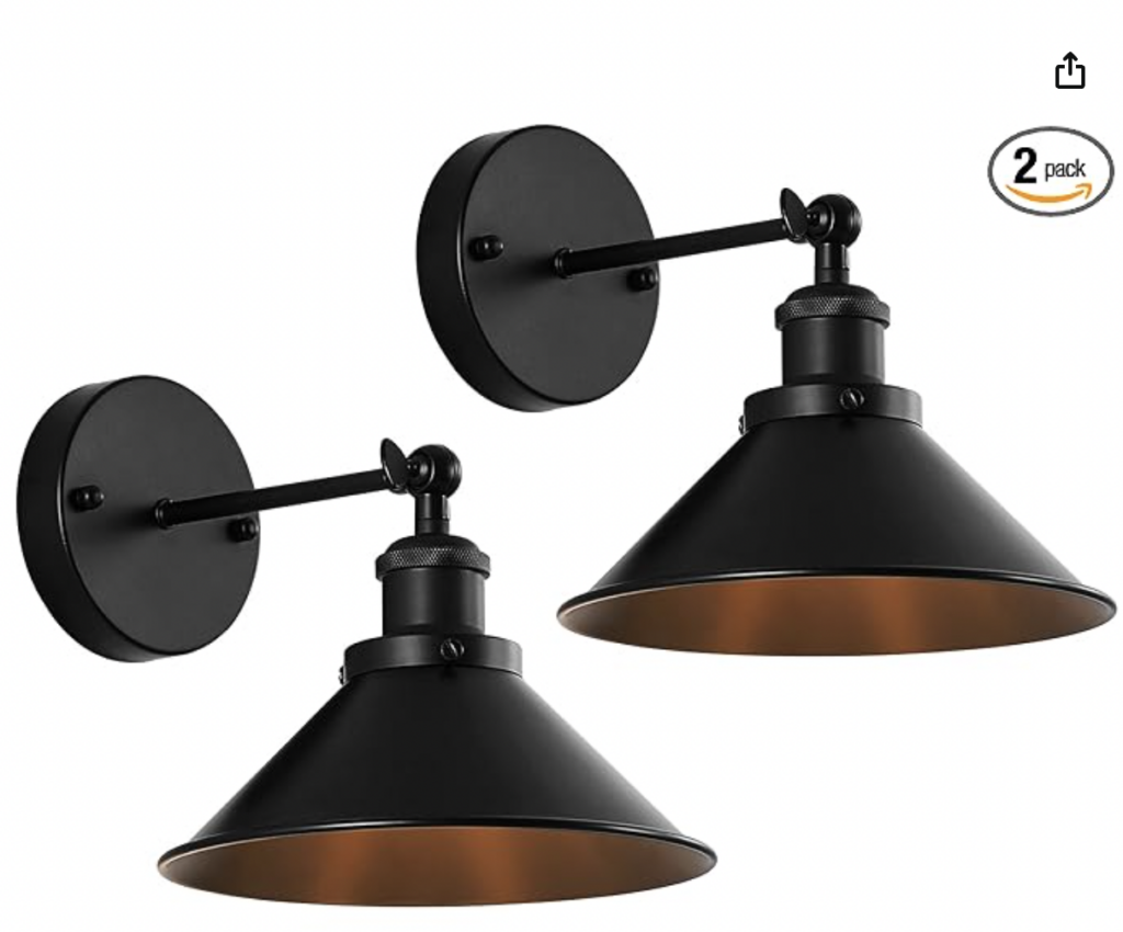 black industrial wall sconces