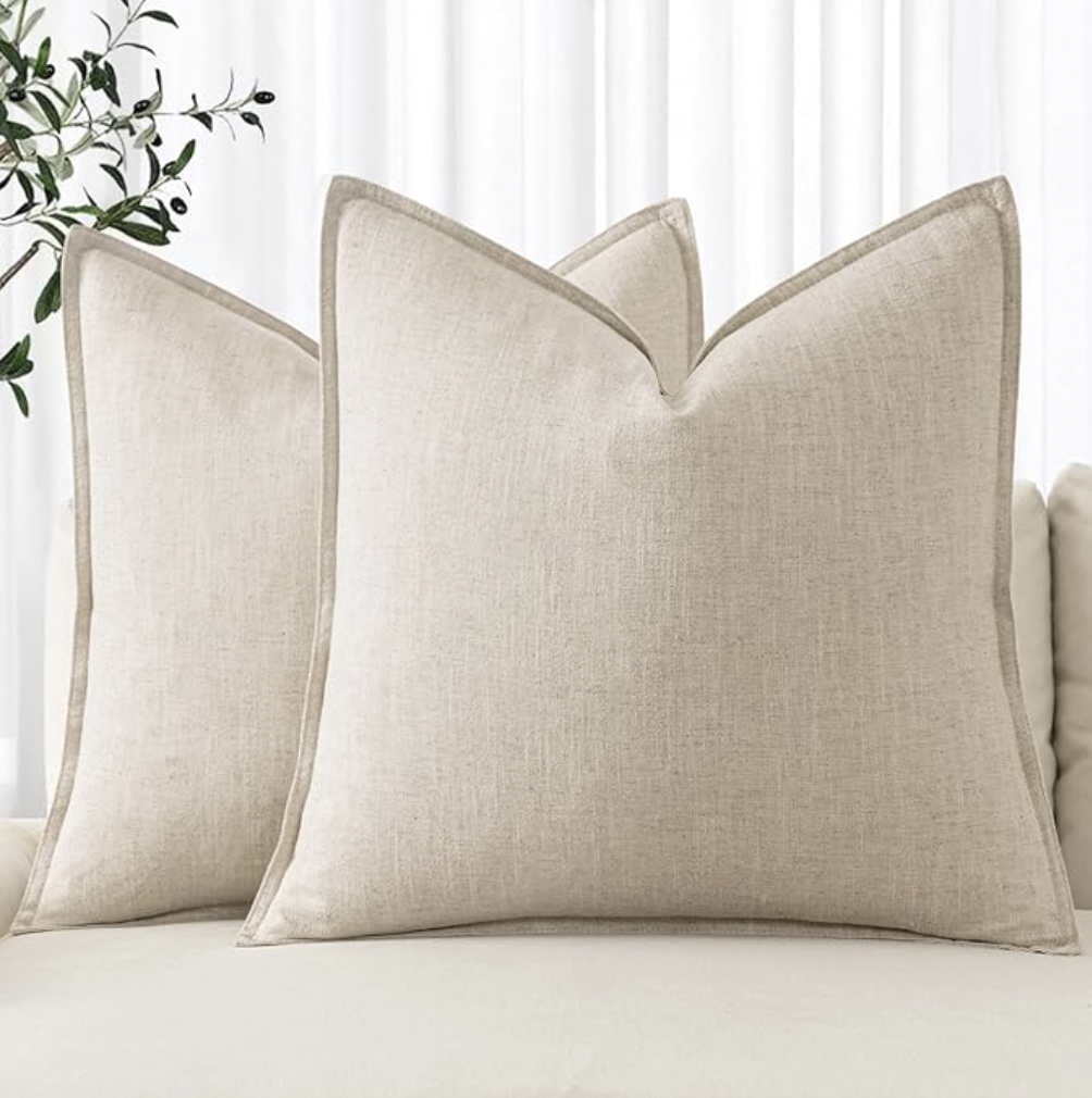 linen-textured throw pillow covers