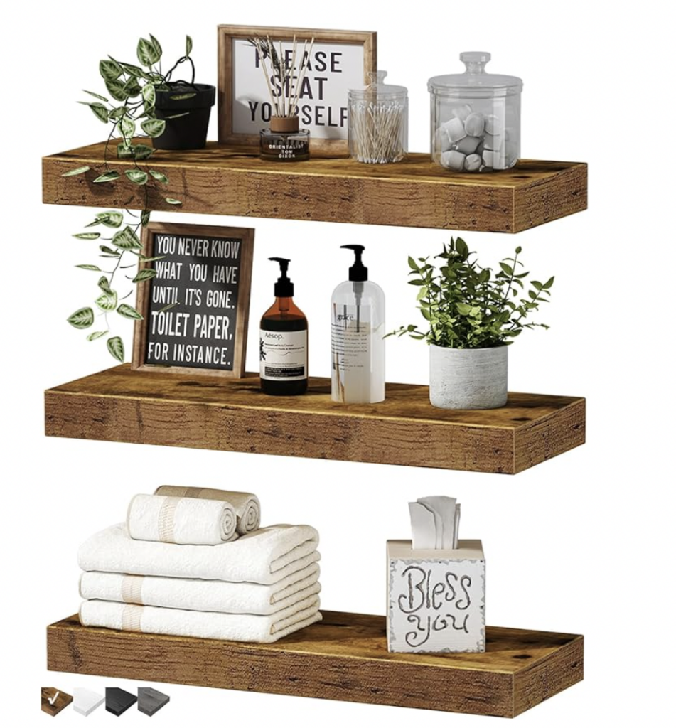 rustic floating shelves
