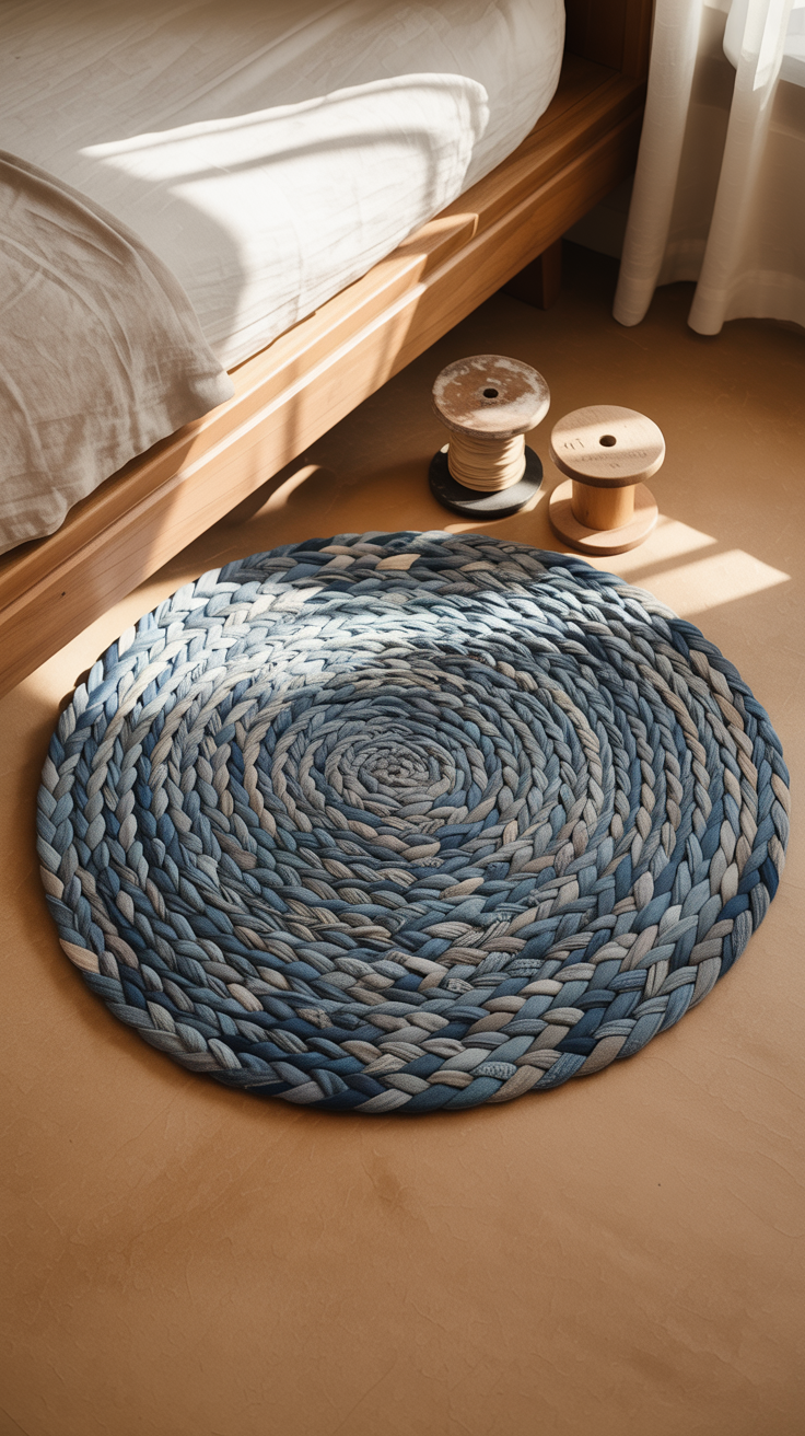 How to Make a Braided Denim Rug (Easy Upcycled Blue Jean Rug DIY ...