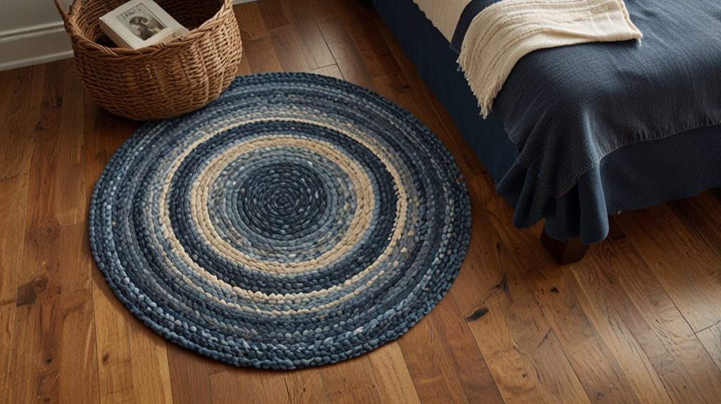 cozy rustic denim braided rug