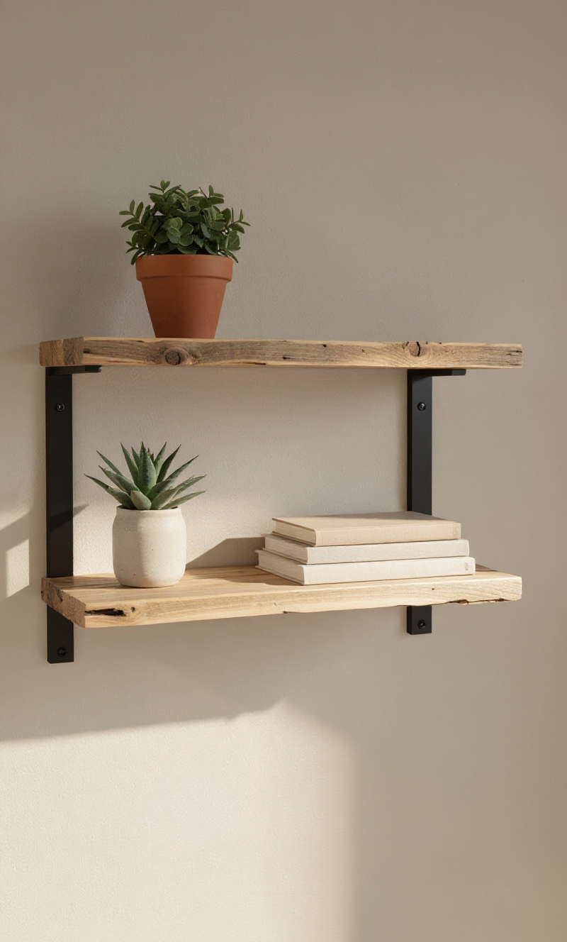 DIY wooden wall shelves from scrap wood