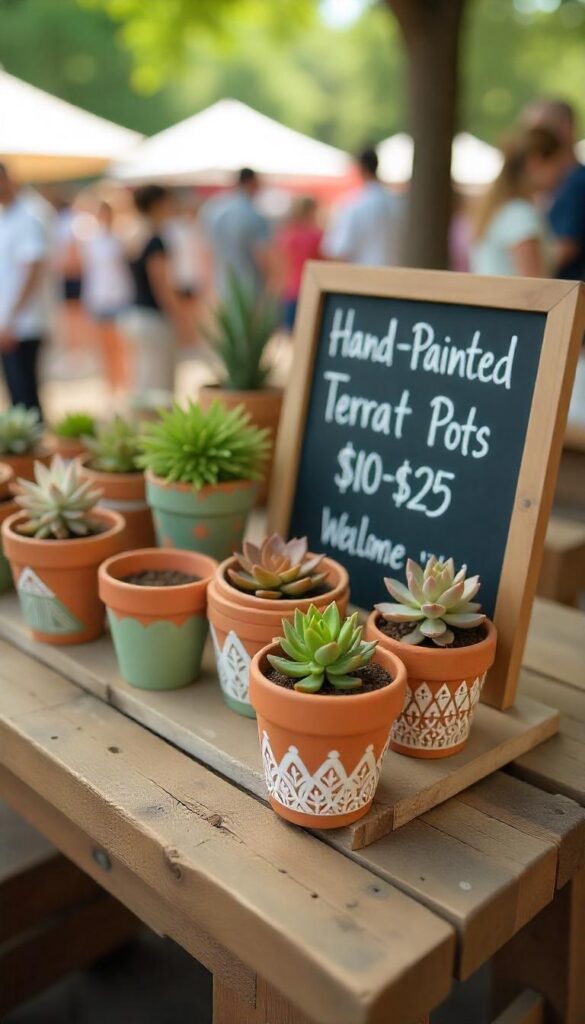 hand-painted terra cotta pots