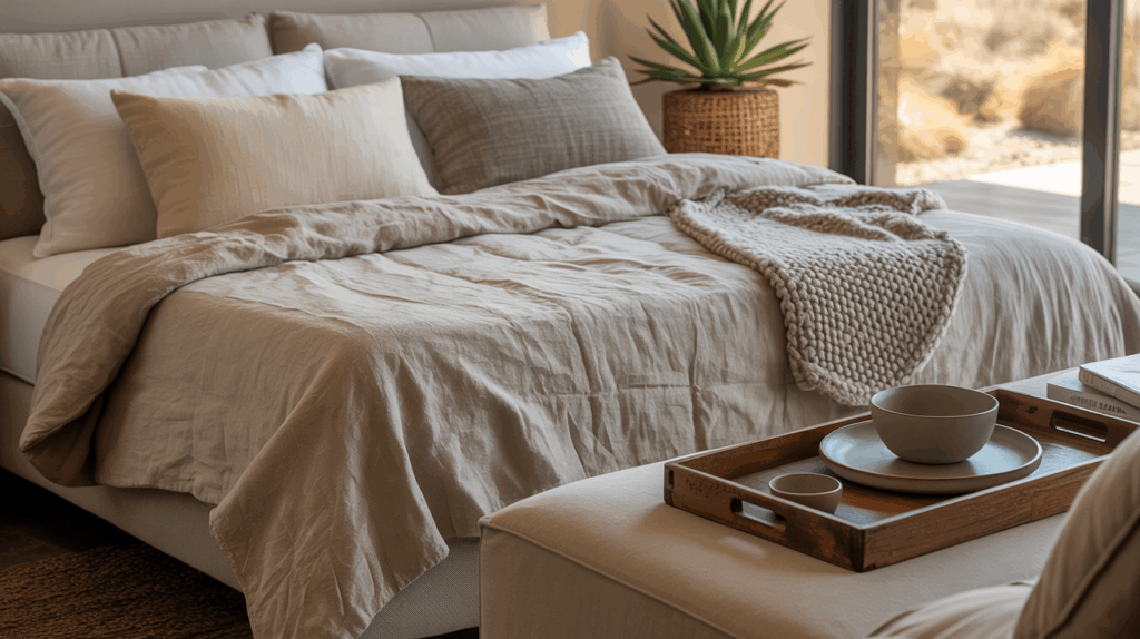 textured linen bedding