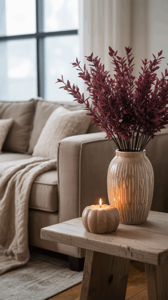 stylish arranged stems on a coffee table