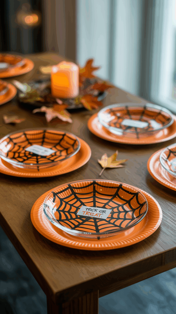 painted spider web clear platers