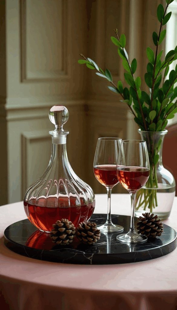 wine glasses with decanter