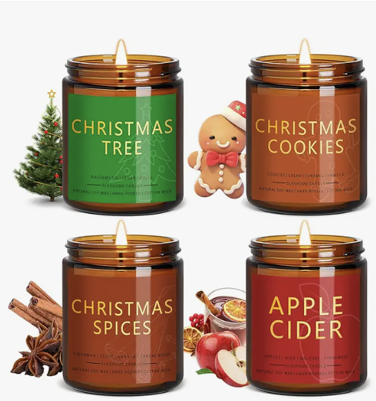 soft linens, fluffy blanket, christmas scented candles