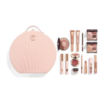 images of a folding bed, jewellery case with a mirror and makeup set