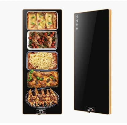 images of an remote outlet switch, lawn and leaf blower and warming tray