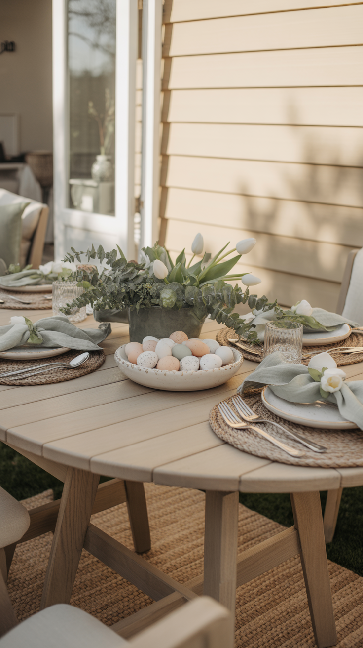 simple styled spring table outdoors