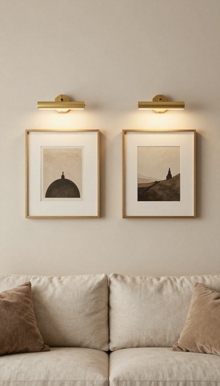 rechargeable lights highlighting artwork