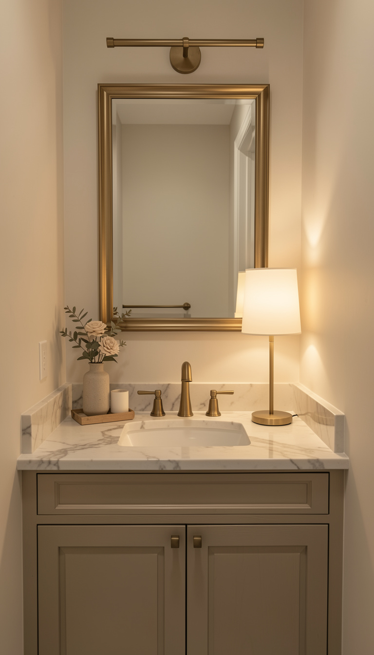 rechargeable lamp in a powder room setting