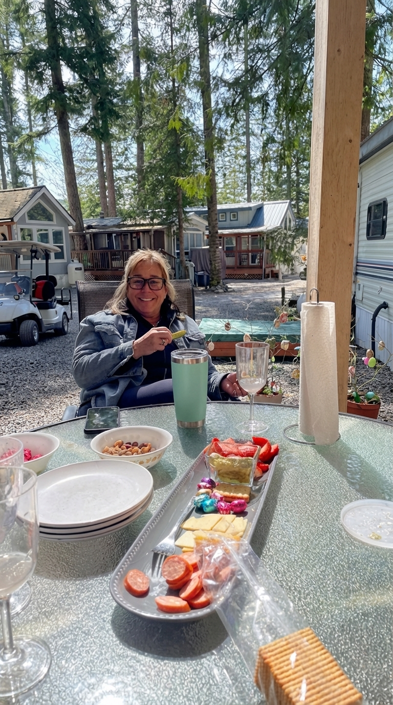 Outdoor setting at our tiny retreat living DIY series