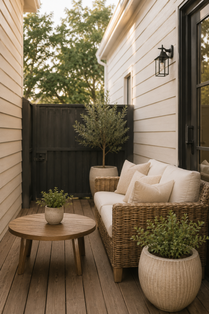Image of Small Patio space with stylish furnishings