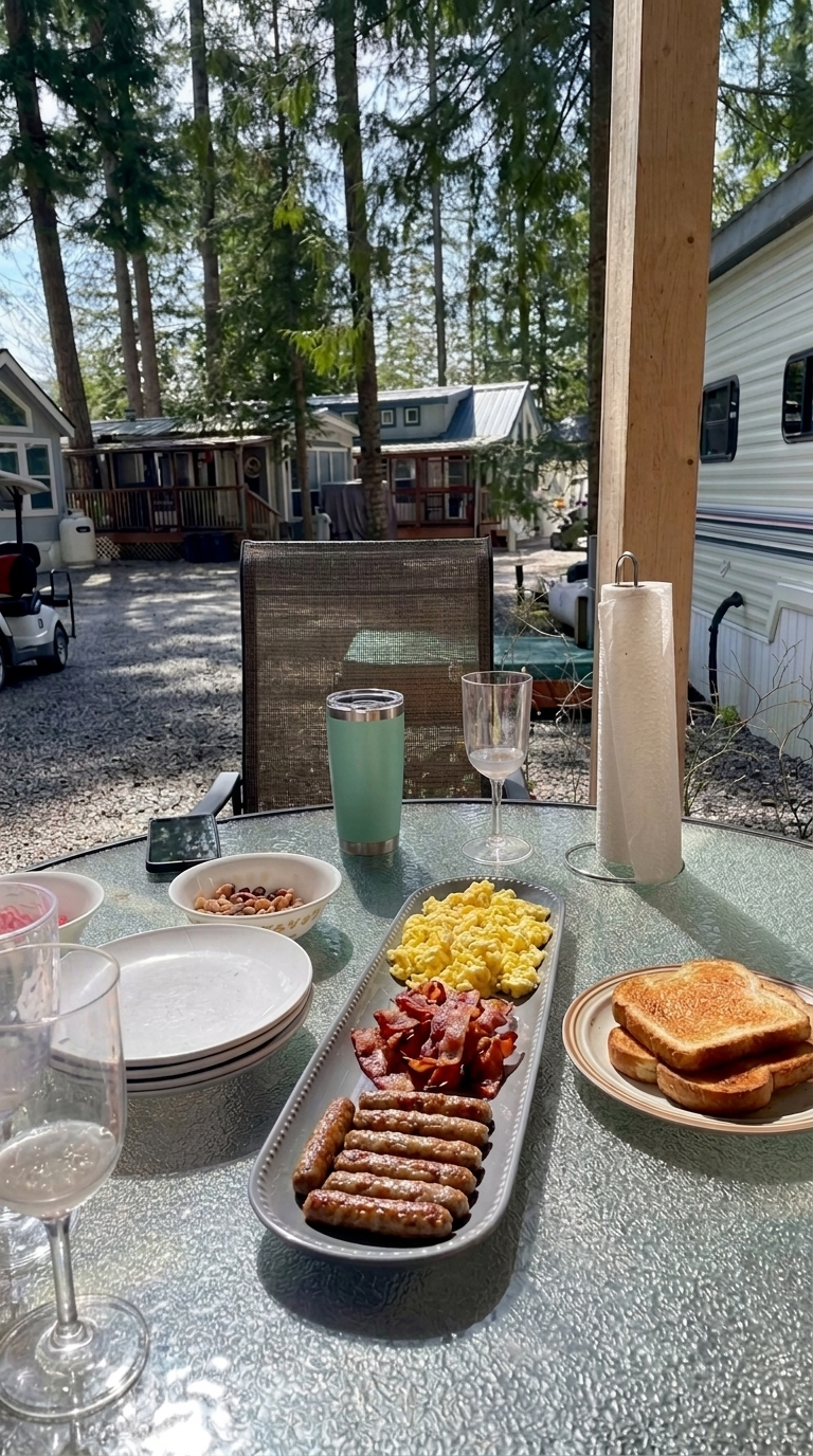 breakfast outside on a sunny day at the ranch